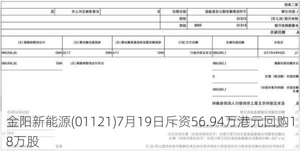 金阳新能源(01121)7月19日斥资56.94万港元回购18万股