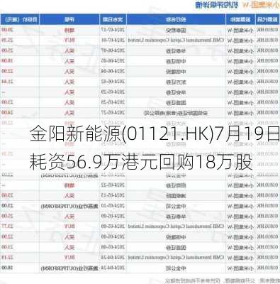 金阳新能源(01121.HK)7月19日耗资56.9万港元回购18万股