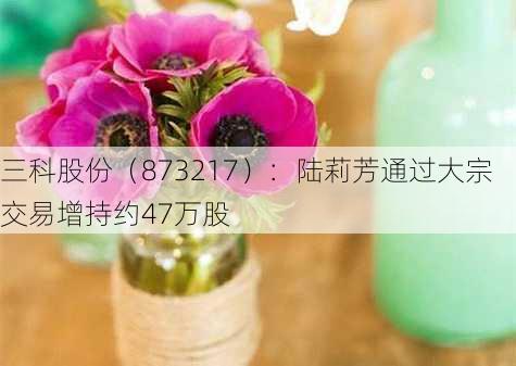 三科股份（873217）：陆莉芳通过大宗交易增持约47万股