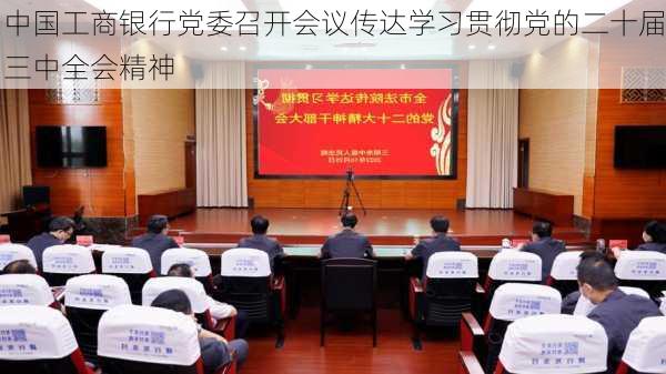 中国工商银行党委召开会议传达学习贯彻党的二十届三中全会精神