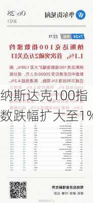 纳斯达克100指数跌幅扩大至1%