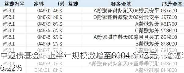 中短债基金：上半年规模激增至8004.65亿元，增幅达56.22%