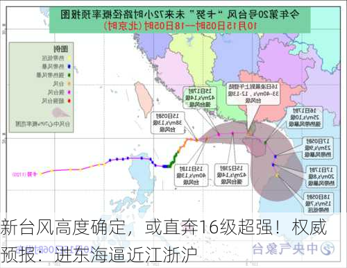 新台风高度确定，或直奔16级超强！权威预报：进东海逼近江浙沪