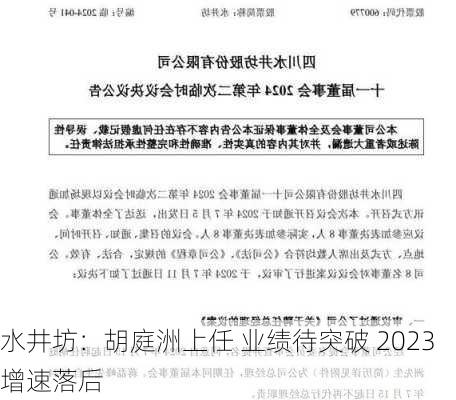 水井坊：胡庭洲上任 业绩待突破 2023增速落后