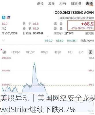 美股异动｜美国网络安全龙头CrowdStrike继续下跌8.7%