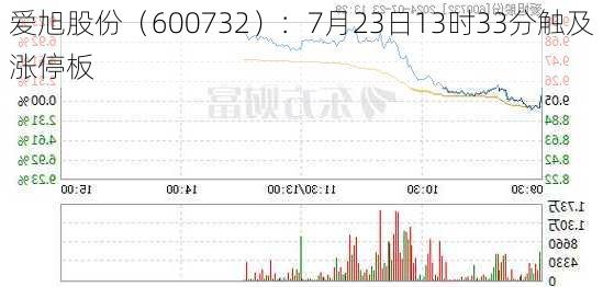 爱旭股份（600732）：7月23日13时33分触及涨停板