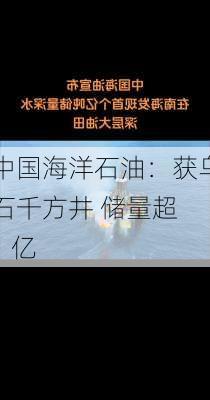 中国海洋石油：获乌石千方井 储量超 1 亿