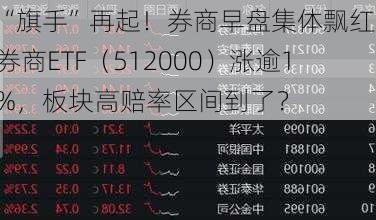 “旗手”再起！券商早盘集体飘红，券商ETF（512000）涨逾1%，板块高赔率区间到了？