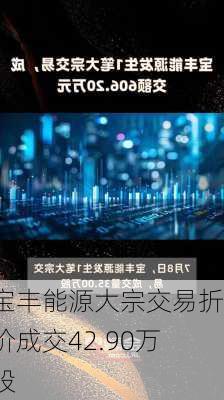 宝丰能源大宗交易折价成交42.90万股