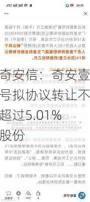 奇安信：奇安壹号拟协议转让不超过5.01%股份