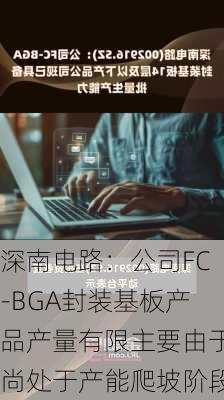 深南电路：公司FC-BGA封装基板产品产量有限主要由于尚处于产能爬坡阶段