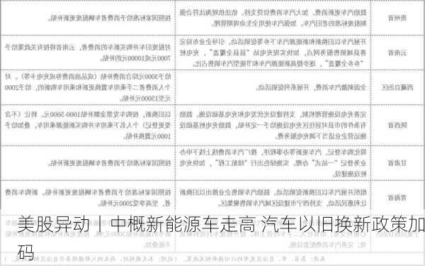 美股异动丨中概新能源车走高 汽车以旧换新政策加码