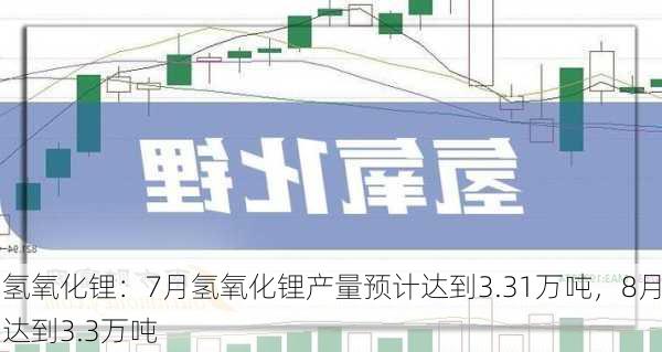 氢氧化锂：7月氢氧化锂产量预计达到3.31万吨，8月达到3.3万吨