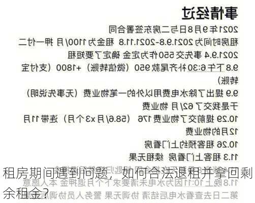 租房期间遇到问题，如何合法退租并拿回剩余租金？