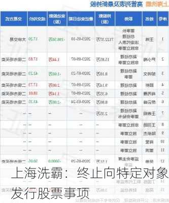 上海洗霸：终止向特定对象发行股票事项