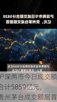 沪深两市今日成交额合计5859亿元，贵州茅台成交额居首