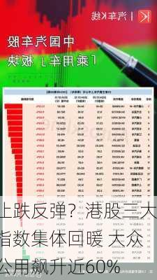 止跌反弹？港股三大指数集体回暖 大众公用飙升近60%