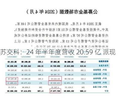 苏交科：24 年半年度营收 20.59 亿 派现