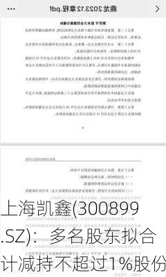 上海凯鑫(300899.SZ)：多名股东拟合计减持不超过1%股份