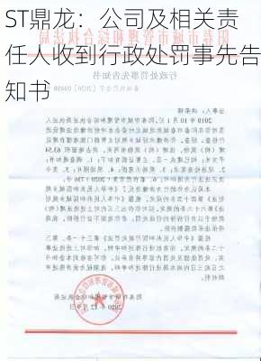 ST鼎龙：公司及相关责任人收到行政处罚事先告知书