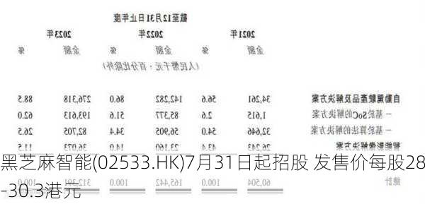 黑芝麻智能(02533.HK)7月31日起招股 发售价每股28-30.3港元