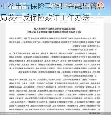 重拳出击保险欺诈！金融监管总局发布反保险欺诈工作办法