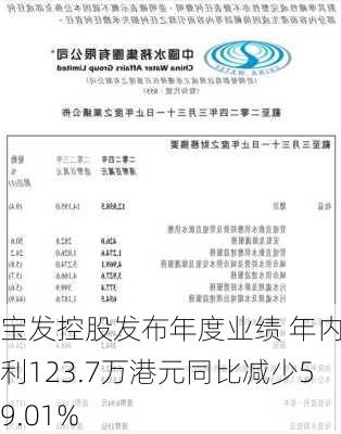 宝发控股发布年度业绩 年内溢利123.7万港元同比减少59.01%