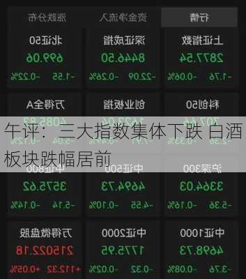 午评：三大指数集体下跌 白酒板块跌幅居前