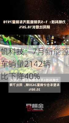 力帆科技：7月新能源汽车销量2142辆 同比下降40%