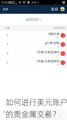 如何进行美元账户的贵金属交易？
