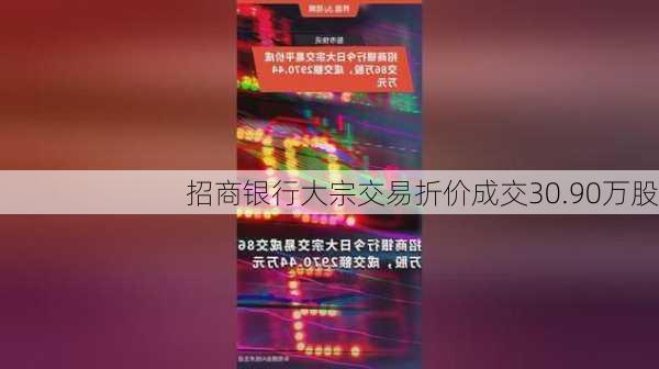 招商银行大宗交易折价成交30.90万股