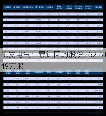 凯发电气：累计回购股份262.6149万股