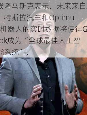 埃隆马斯克表示，未来来自X、特斯拉汽车和Optimus机器人的实时数据将使得Grok成为“全球最佳人工智能系统”。