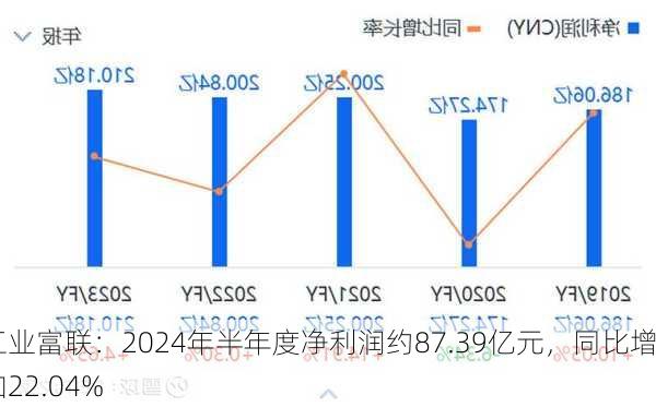 工业富联：2024年半年度净利润约87.39亿元，同比增加22.04%