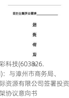 坤彩科技(603826.SH)：与漳州市商务局、国际资源有限公司签署投资框架协议意向书