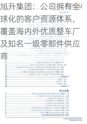 旭升集团：公司拥有全球化的客户资源体系，覆盖海内外优质整车厂及知名一级零部件供应商