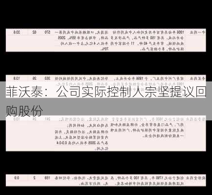 菲沃泰：公司实际控制人宗坚提议回购股份