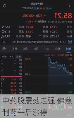 中药股震荡走强 佛慈制药午后涨停