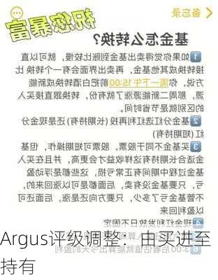 Argus评级调整：由买进至持有