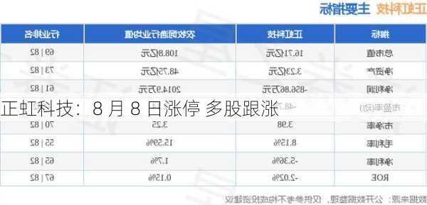 正虹科技：8 月 8 日涨停 多股跟涨