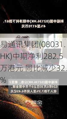 易通讯集团(08031.HK)中期净利282.5万港元 同比减少32.1%