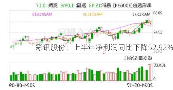 彩讯股份：上半年净利润同比下降52.92%