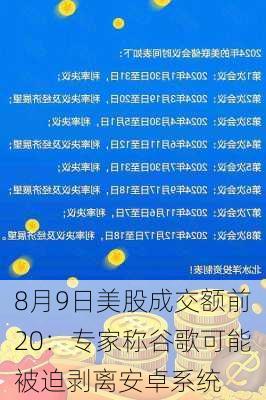 8月9日美股成交额前20：专家称谷歌可能被迫剥离安卓系统