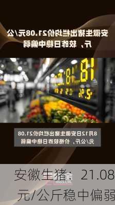 安徽生猪：21.08 元/公斤稳中偏弱