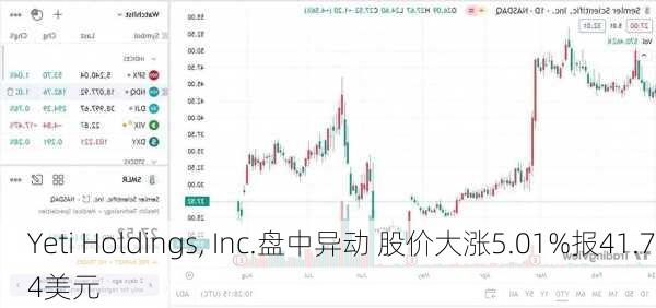 Yeti Holdings, Inc.盘中异动 股价大涨5.01%报41.74美元