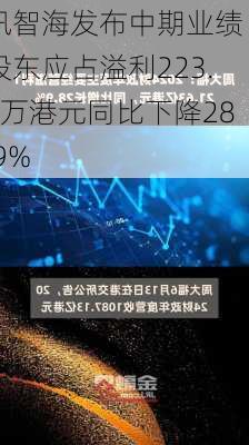 讯智海发布中期业绩 股东应占溢利223.1万港元同比下降28.9%