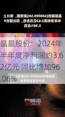 晶晨股份：2024年半年度净利润约3.62亿元 同比增加96.06%