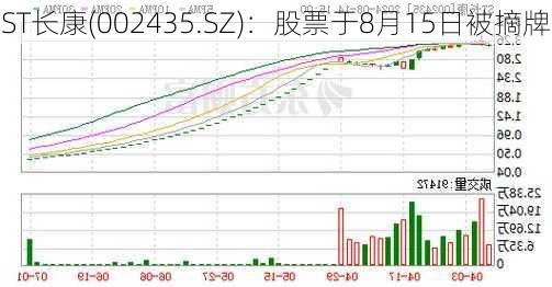 ST长康(002435.SZ)：股票于8月15日被摘牌