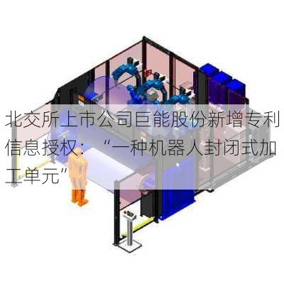 北交所上市公司巨能股份新增专利信息授权：“一种机器人封闭式加工单元”