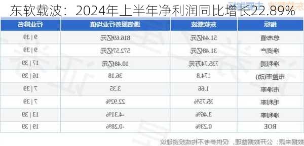 东软载波：2024年上半年净利润同比增长22.89%